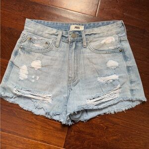 Women's Light Blue Distressed Denim Shorts